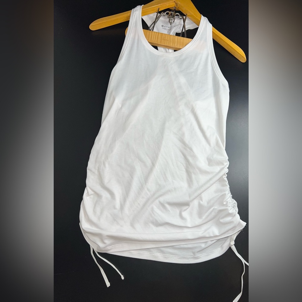 Athleta Encore Racerback Tank Top Side Tie Cinch White Size Small EUC